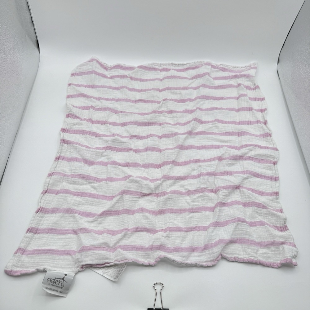 Aden + Anais Pink White Stripe Baby Lovey Security Blanket Muslin Cotton 20x20 - Picture 4 of 5